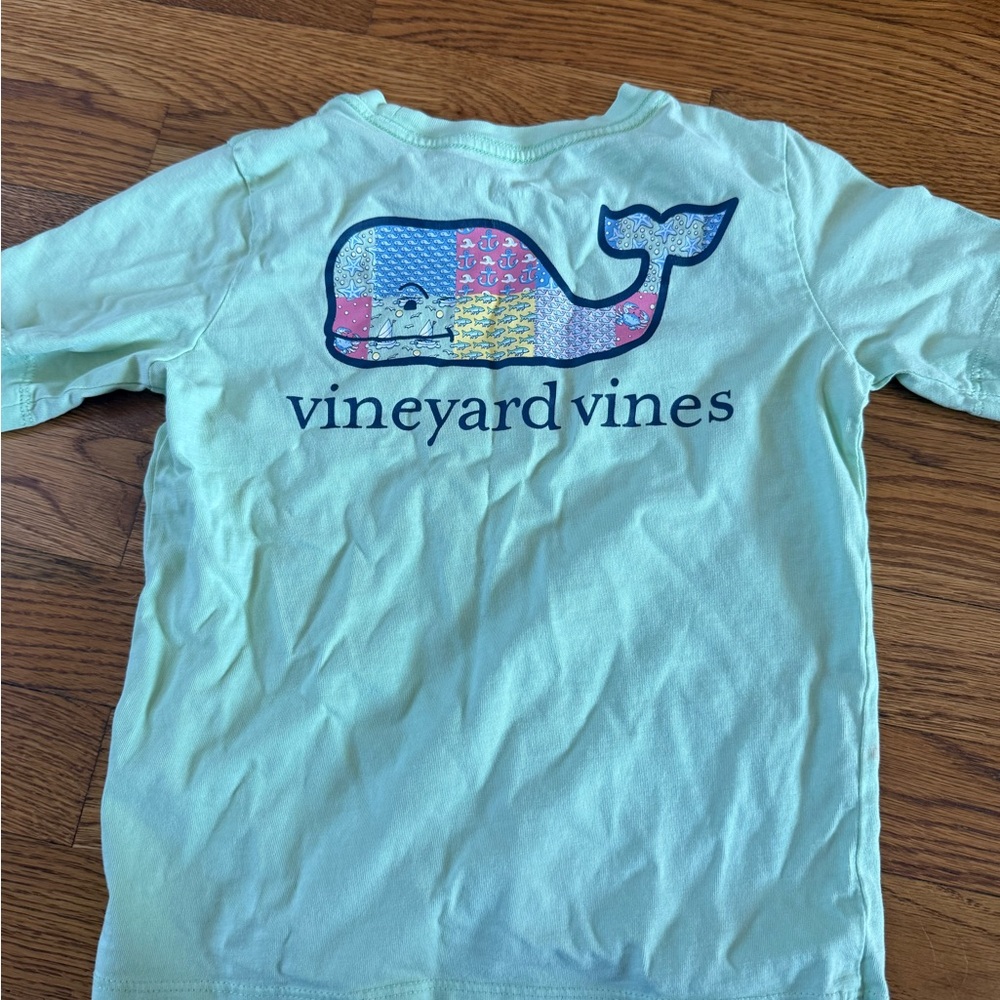 Vineyard Vines Kids Patchwork Whale Tee in Light Green